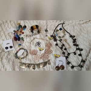 Assorted Jewelry Lot Earrings, Necklace,  Bracelates Wearable